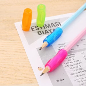 편안한 그립감 젤리 실리콘 네온 연필 그립 4개 세트 장시간 필기시 용이 바른글씨 교정