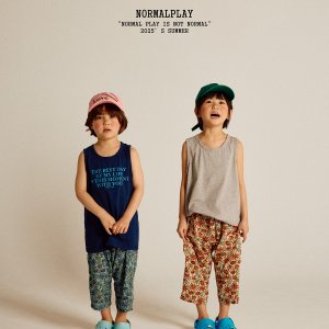 노멀플레이 25여름 마요 꽃 팬츠 반바지 유아동 XS-XL (블루꽃, 다홍꽃)