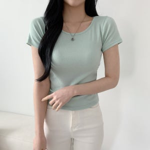 레이어드 흰티 세미크롭 여자 반팔티 이너 티셔츠
