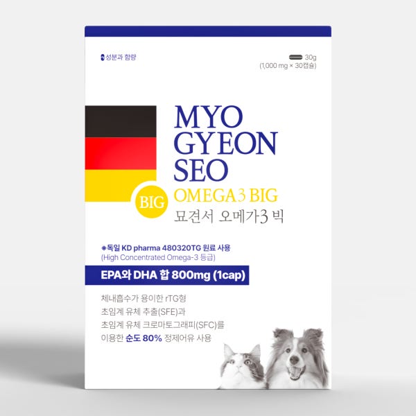 [중,대형견 강아지] 오메가3 빅1000mg x 30캡슐 묘견서 순도80% KDpharma