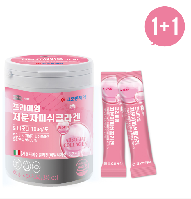 먹는<b>콜라겐</b> 1+1 [코오롱제약] 코오롱제약 프리미엄 저분자<b>피쉬콜라겐</b> 이탈리아산 30포