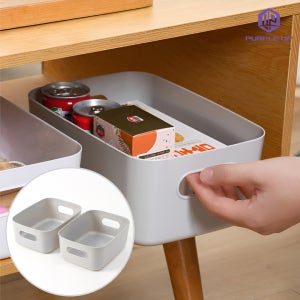 퍼플업 팬트리수납바구니 플라스틱바스켓 팬트리바스켓 소형 사각 그레이 2개 14x20.5cm