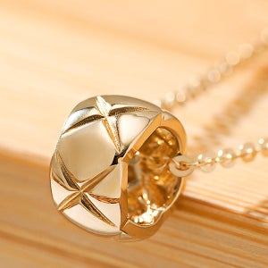 14K18K 델로참 퀼팅 금펜던트 엠보 볼륨 원통형 목걸이 화이트골드