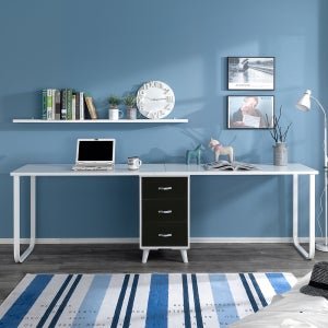 장인가구 나스 2400 와이드 플랫 서랍책상