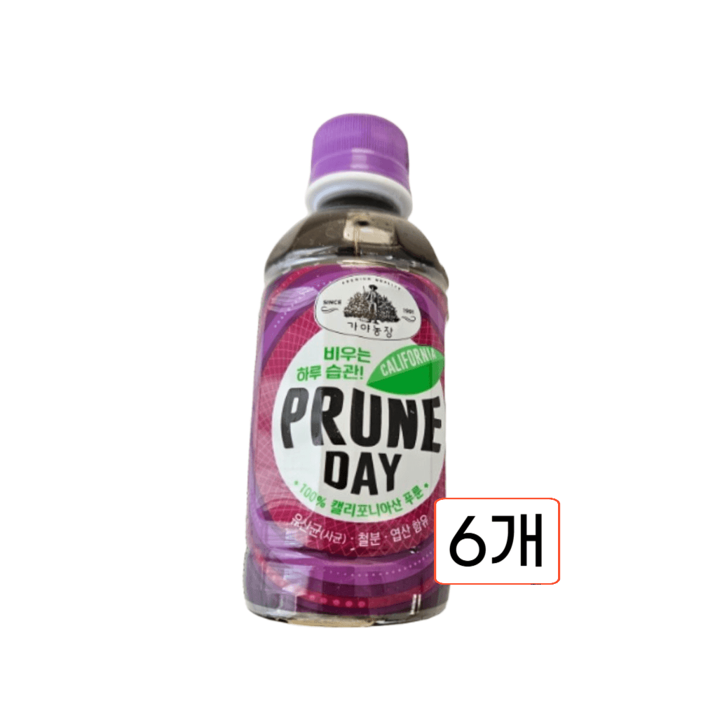 <b>웅진식품</b> 가야농장 다이어트 <b>변비</b>탈출 캘리포니아 푸룬데이 200ml 6개