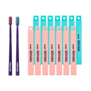 코랄리에 부드러운 이중미세모 잇몸관리 칫솔 (민트+핑크 컬러 혼합) 1개입, 14개