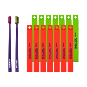 코랄리에 개운한 탄력있는 초극세모 칫솔 (그린+레드 컬러 혼합) 1개입, 14개