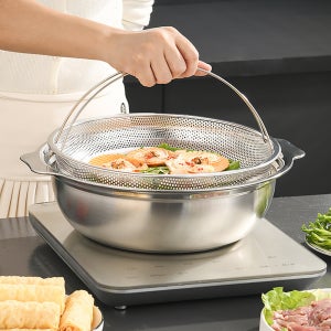 리브문 스테인리스 손잡이 삼발이 찜기 채반 타공 찜판 찜받침 찜망 찜냄비 (소형)