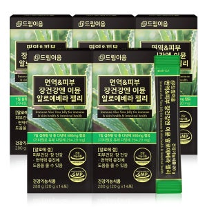 드림이음 이뮨 알로에 베라 젤리 스틱 장 피부 면역 다당체 300mg 14포, 5개