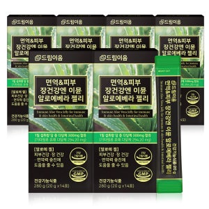 드림이음 이뮨 알로에 베라 젤리 스틱 장 피부 면역 다당체 300mg 14포, 6개