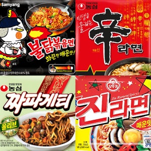 봉지 신라면120g+불닭볶음면140g+짜파게티140g+진라면 매운맛120g