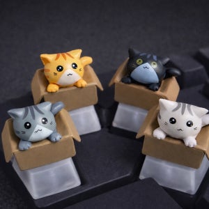 박스캣 고양이 포인트 키캡 체리MX 아티산 귀여운 길냥이 기계식 키보드 앱코 독거미 한무무