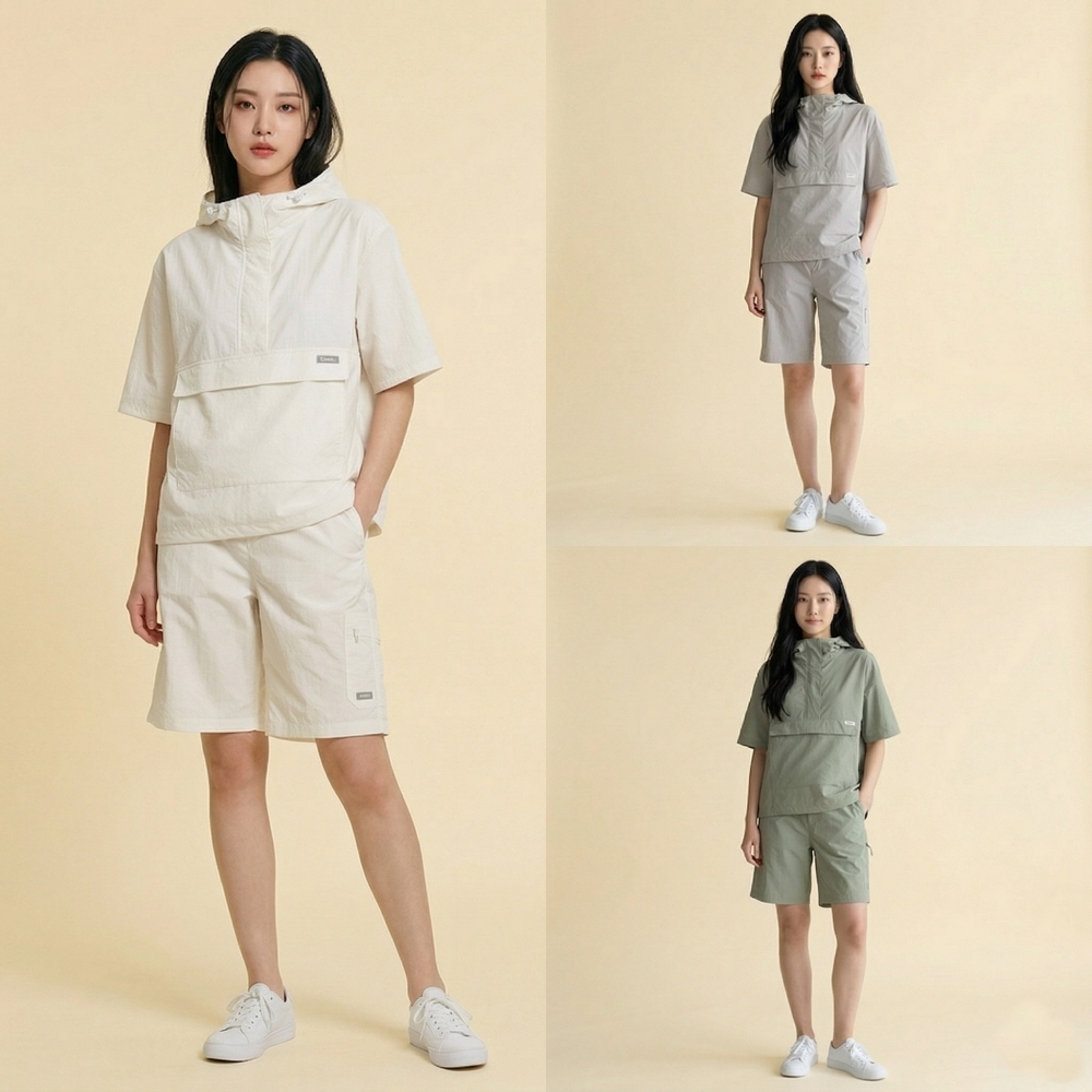 네파 여성 반팔 아노락 트레이닝 엄마등원룩 셋업 세트 여름 대표 이미지