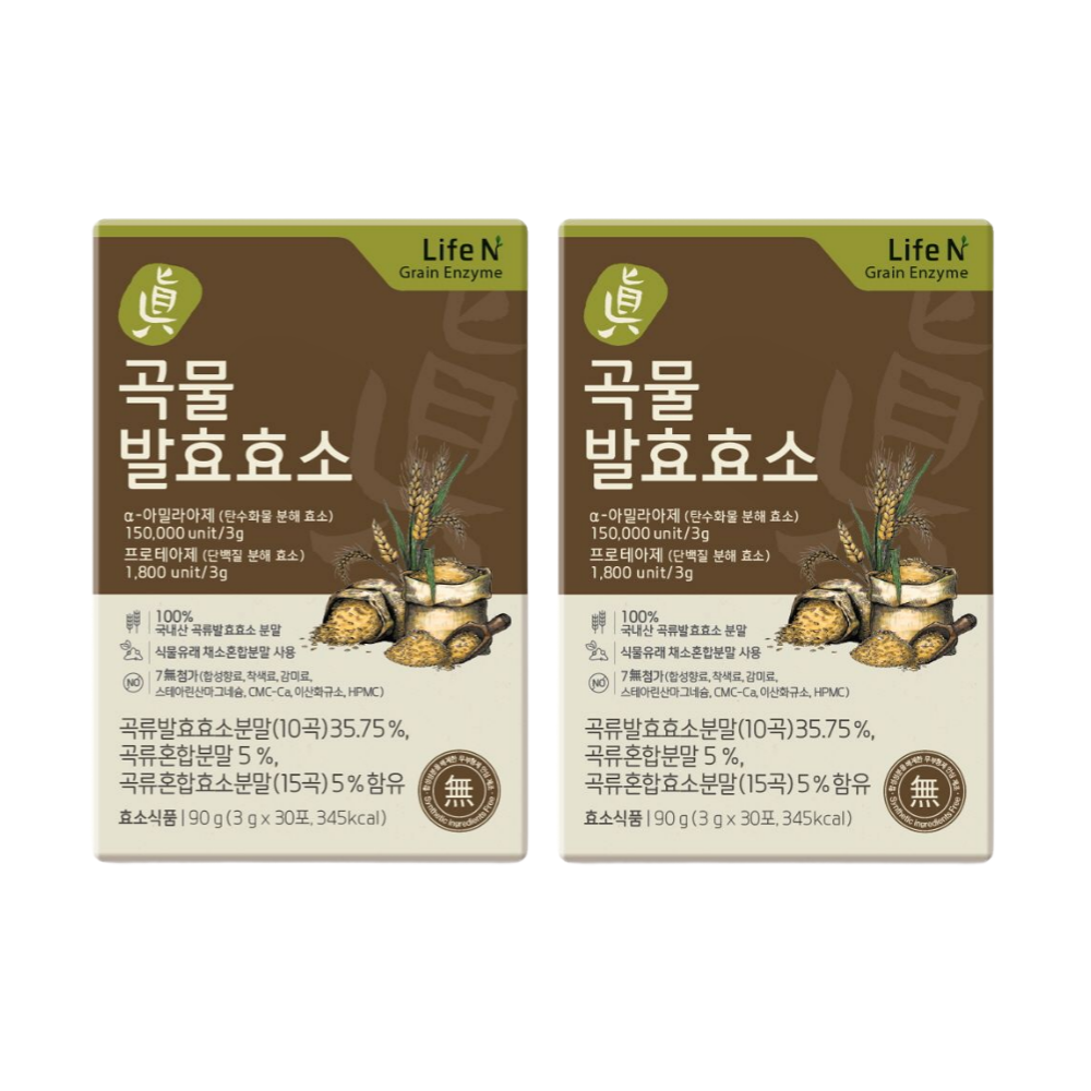 <b>라이프엔</b> 곡물 발효 효소 <b>소화</b>효소 2박스 (60포)