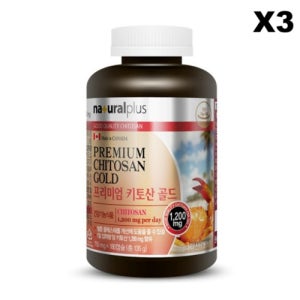 내츄럴플러스 프리미엄 키토산 골드 750mg 고함량 키토산1200 180캡슐, 3개