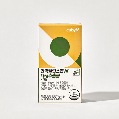 큐비앤 면역밸런스엔 다래추출물+<b>아연</b> 목아플때 환절기 면역력에 좋은 120정, 1개