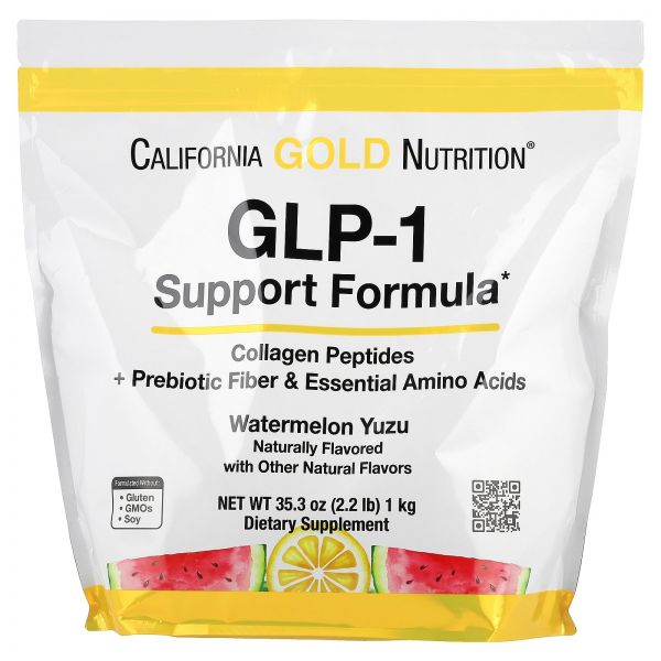 California Gold Nutrition, GLP-1 지원 포뮬라, 가수분해 해양 콜라겐 펩타이드, 프리바이오틱 소화 저항성 섬유소 <b>혼합물</b>, 류신이 풍부한 필수 <b>아미노산</b> 혼합
