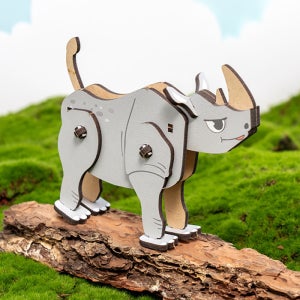 우드퍼즐 움직이는멸종위기동물 3D퍼즐만들기 입체나무조립 코뿔소