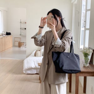 컴포미 나일론 가벼운 쇼퍼백 숄더백 보부상 직장인 호보백 방수원단 기본가방