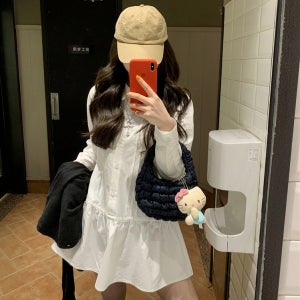당일배송 화이트코튼카라긴팔롱셔츠 플레어미니면원피스 337788빅사이즈 봄여름가을겨울클래식룩