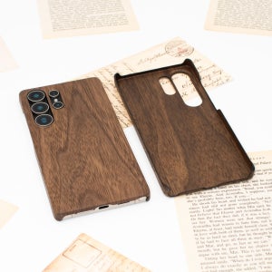 디에이치 초슬림 원목 우드케이스 각인 다크브라운, 갤럭시S25 울트라