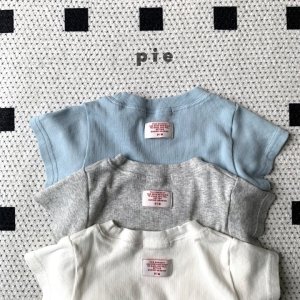 파이 25여름 미미 골지 반팔티 티셔츠 유아동 키즈 XS-XL (소라,아이보리,백메란지)