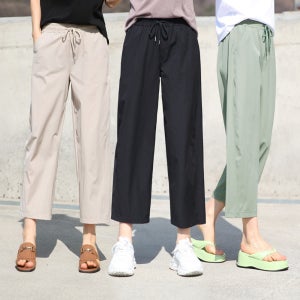 동대문스타일 여자 아이스팬츠 커브드 루즈핏 스판 8부 밴딩 여름 쿨팬츠 OB매끈커브