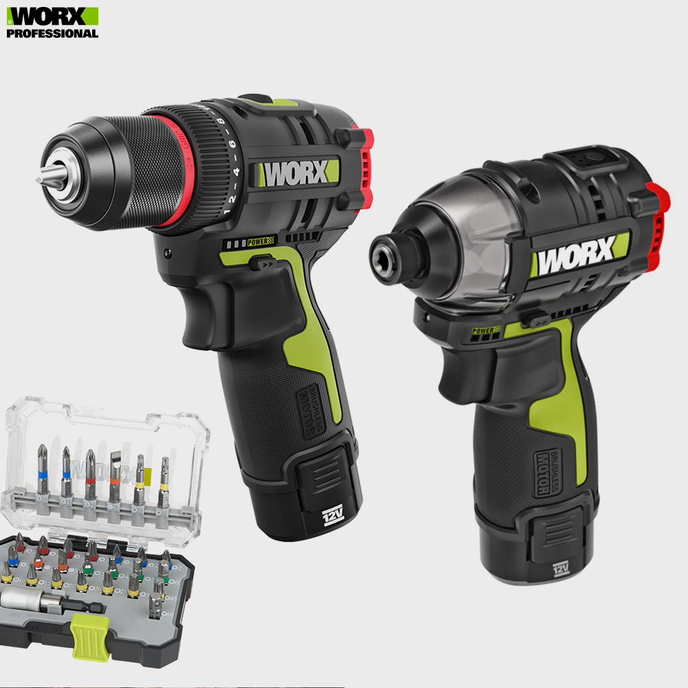 웍스 12V 메탈 <b>파워</b>드릴 콤보세트 드라이버 <b>임팩</b> 전동 충전 함마
