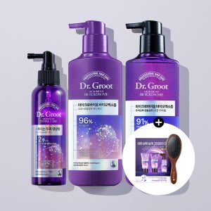 [가려움 해방세트]닥터그루트 마이크로바이옴 바이오엑소좀 두피샴푸 400ml+컨디셔너 400ml+토닉 150ml+(증정)엑소좀 키트(샴50컨50토닉50)+은핀 헤어브러쉬