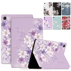갤럭시탭A8 10.5 X200 X205 플라워 프린팅 스탠드 플립 가죽 태블릿 케이스