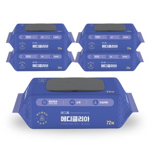 레디홈 메디클리아 위생 케어 두꺼운 물티슈 환자 간병용 72매, 5개