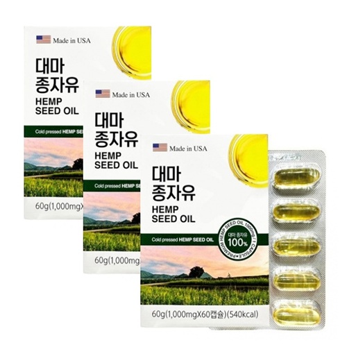 <b>뉴트</b>리움 햄프씨드오일 저온압착 대마종자유 1000mg 60캡슐x3박스 <b>혈관</b>건강