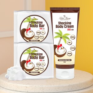 라벨영 쇼킹바디바 꼬꼬버전 100g 2개+ 바디크림꼬꼬 200ml 1개 바디속보습 3종세트