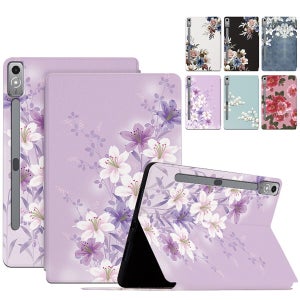 레노버 탭 P12 QHD 샤오신패드 프로 12.7 370FU 플라워 프린팅 스탠드 플립 가죽 태블릿 케이스