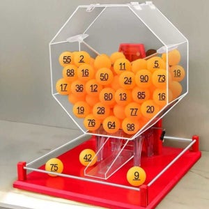 추첨기계 로또번호 랜덤 추첨기 번호추첨기 경품 B타입 사진참조 용 뽑기통 머신 라지 레드 머신에 오렌지 숫자볼 1부터 100까지