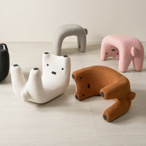 발라당 고양이 패브릭 부클레 동물 인테리어 디자인 화장대 의자 스툴