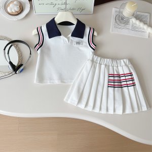 초등여아 키즈 유아 민소매 여름피케 카라원피스상하복 아동 테니스룩 운동복 주름치마 세트