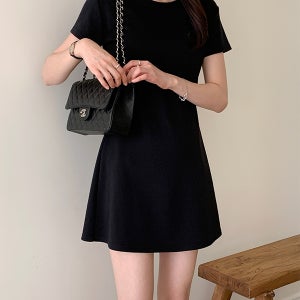 4369 미니원피스 A라인 반팔 원피스 여름 화이트 블랙