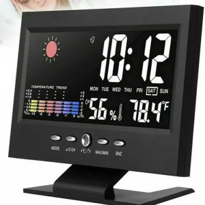 디지털 시계 알람 달력 온도계 무선 온도 습도 LCD 화면 벽시계 USB 어댑터 포함