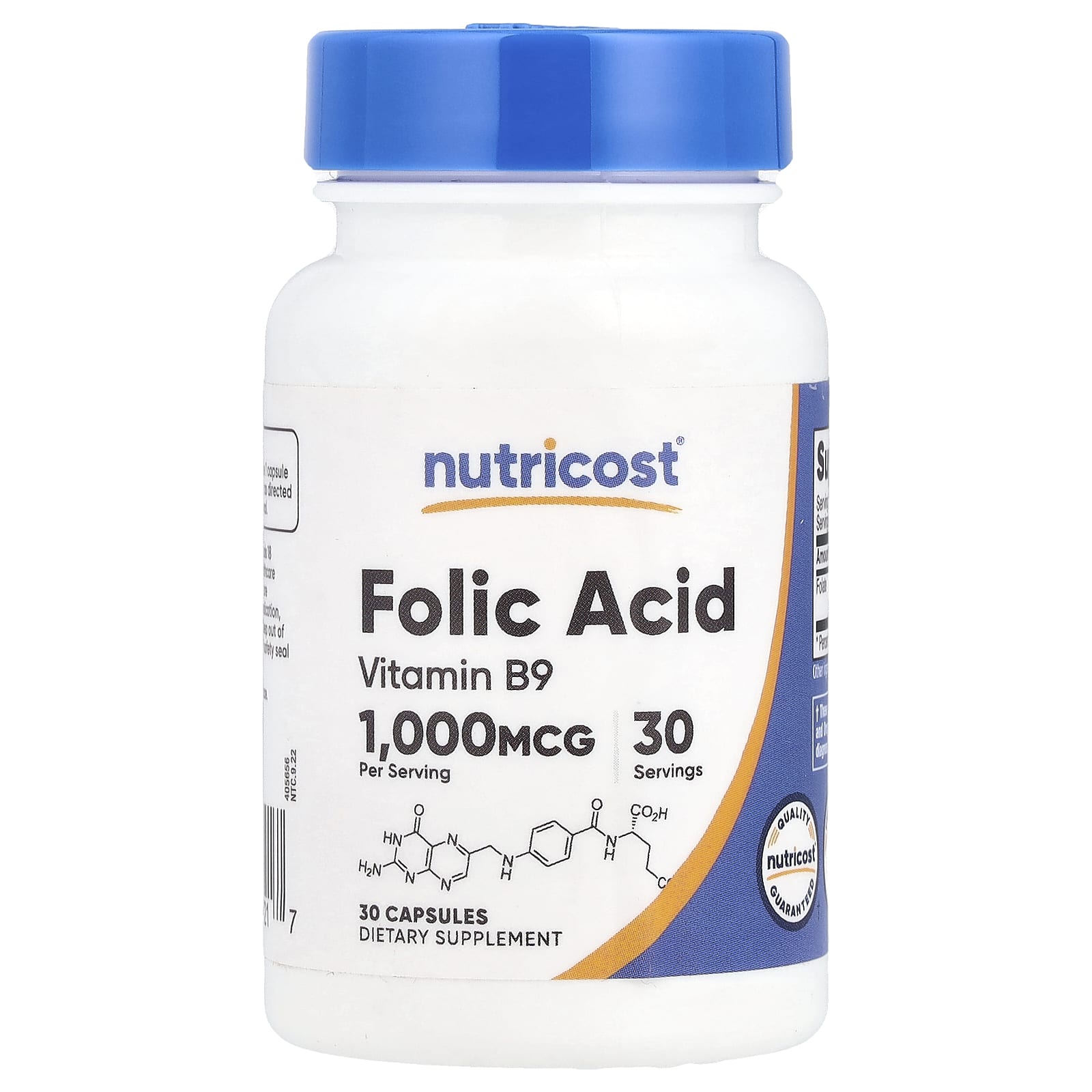<b>Nutricost 엽산</b> 1,000mcg 캡슐 30정