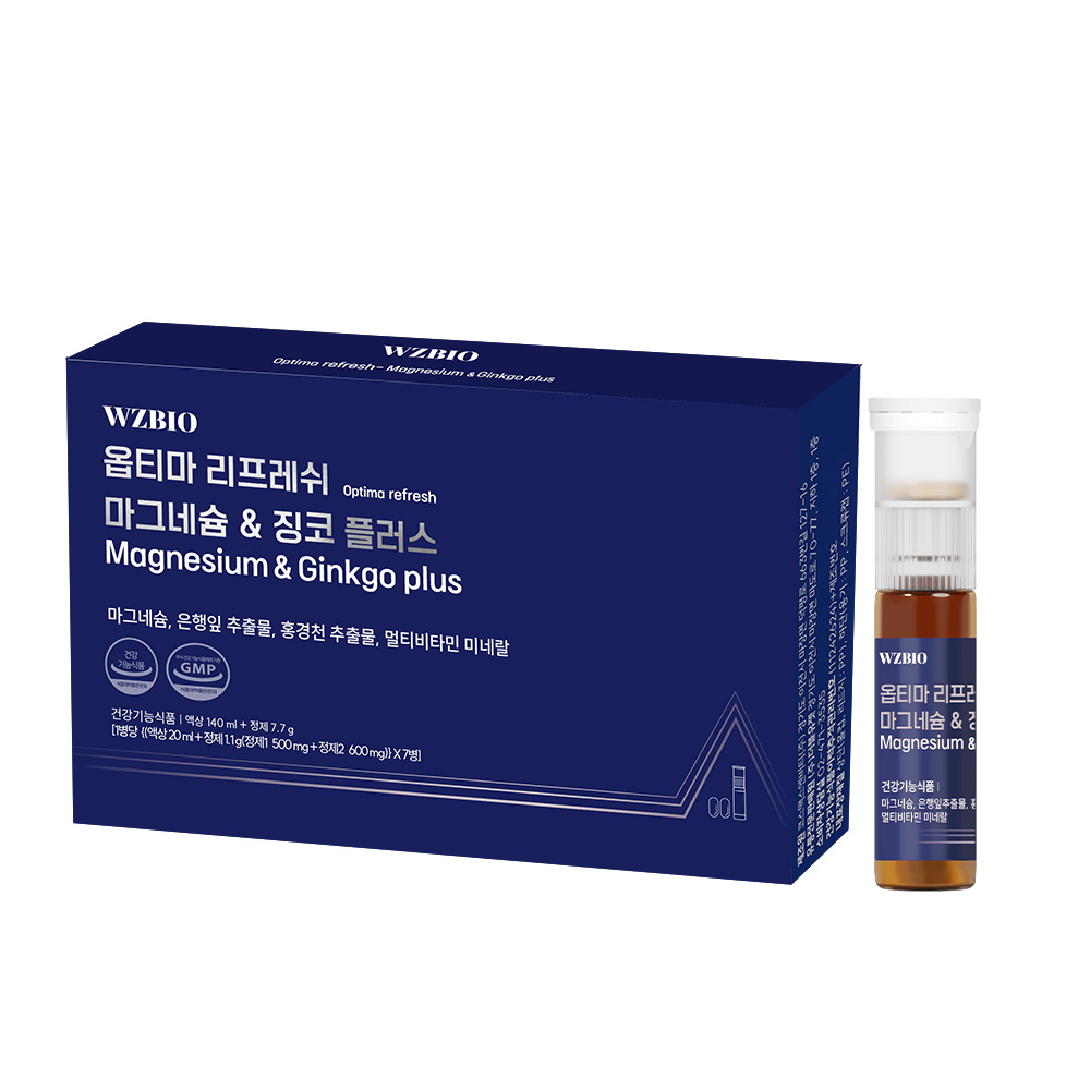 [액상 글루콘산 마그네슘] <b>옵티마</b> 리프레쉬 마그네슘&amp;징코플러스 7개입, 1개