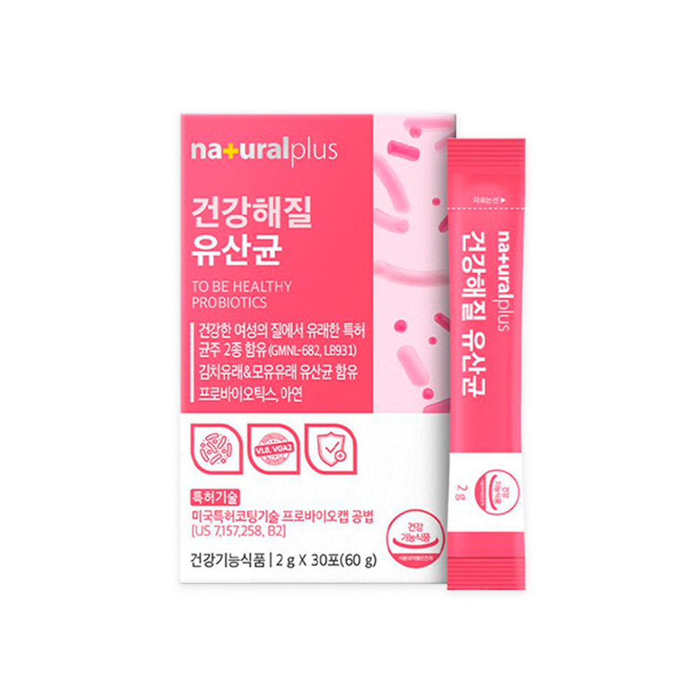 내츄럴플러스 건강해 <b>질</b> 유산균 여성 특허균주 김치유래 모유유래 프로바이오틱스 아연