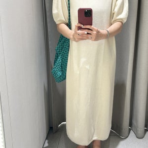 페어 보들 루즈핏 라운드 브이넥 반팔 롱 니트 원피스 봄 여름 가을