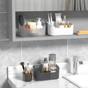 욕실정리함 오픈형 반투명 플라스틱 다용도 수납함 16cm