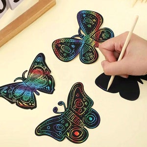 KO 스크래치종이 나비 12장 나무스틱 세트