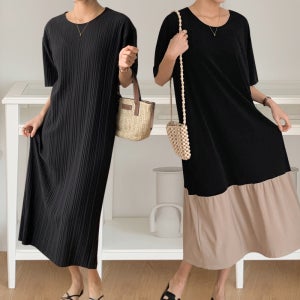 하객룩코디 반팔원피스 블랙 롱원피스 77사이즈 88사이즈