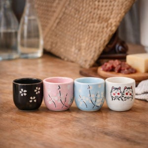 잔집사 플라워잔 사케잔 홈술 감성술잔 선물추천 4색 4P