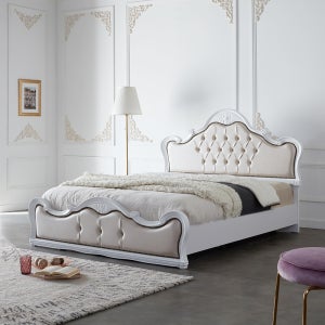 동서가구 라비앙 Q 빈티지 엔틱 퀸침대 케미컬폼, 화이트