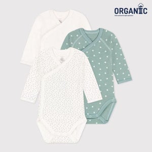 [쁘띠바또]쁘띠바또 베이비 오가닉 쁘띠스타 롱슬리브 랩바디수트 우주복 3PACK (NTF43NB39F_TQ)