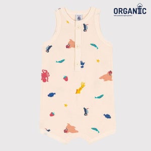 [쁘띠바또]쁘띠바또 오가닉 애니멀 패턴 슬리브리스 바디수트 우주복 (NTM41NB77F_MC)